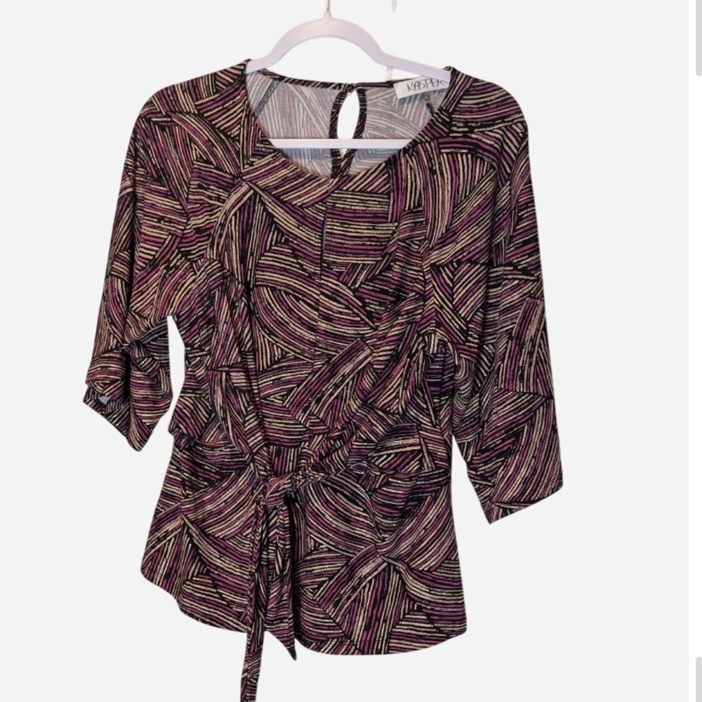 Pre-owned Kasper Black and Pink Patterned Blouse